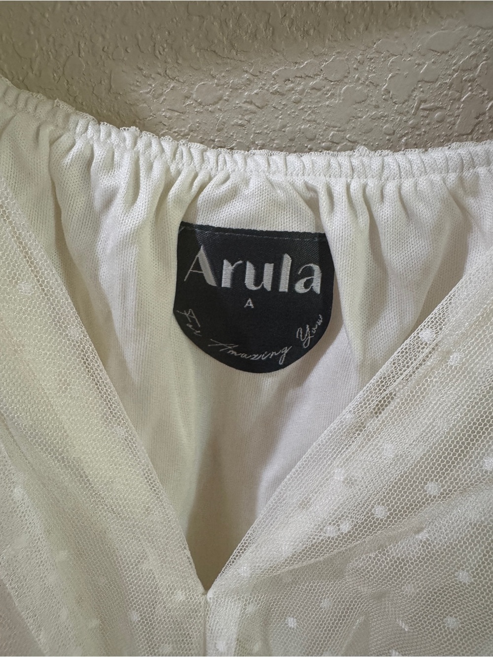ARULA White Sheer Dotted Swiss Peplum Blouse - Picture 2 of 3